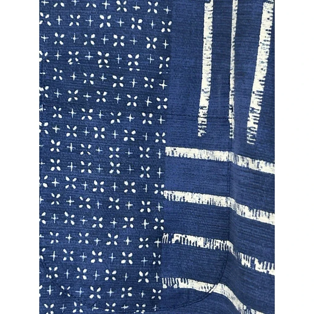 Tommy Bahama Silk Cotton Blend Shirt Sleeve Button Up Blue White Boho 3XL